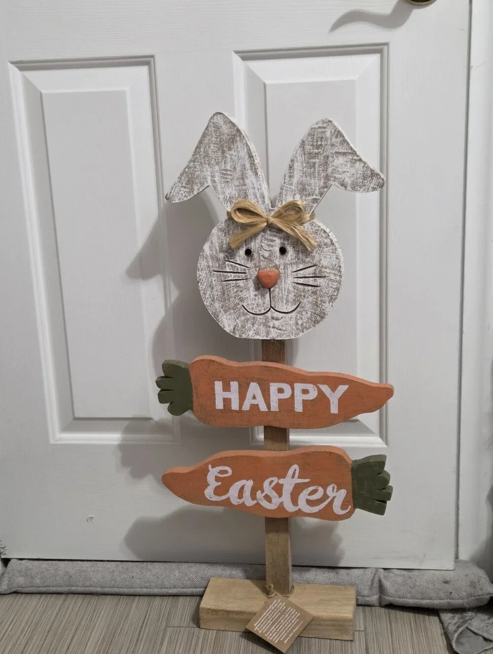 Huge Happy Easter Wooden Bunny Front Porch Sign Decor‎